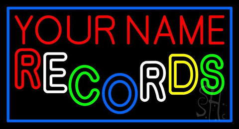Custom Multicolor Double Stroke Records Blue Border Neon Sign 20