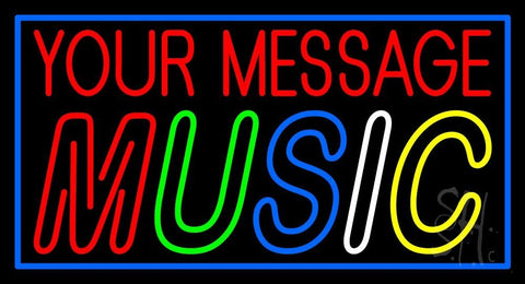 Custom Multicolor Music Block Blue Border Neon Sign 20