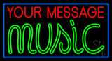 Custom Music Green Border Blue Neon Sign 20" Tall x 37" Wide x 3" Deep