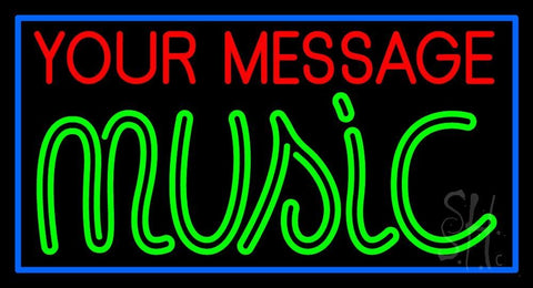 Custom Music Green Border Blue Neon Sign 20