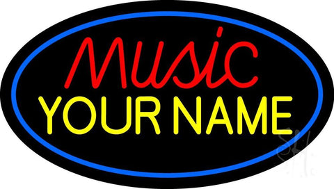 Custom Music Red Border Blue Neon Sign 17