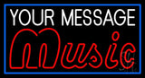Custom Music Red Border Blue Neon Sign 20" Tall x 37" Wide x 3" Deep