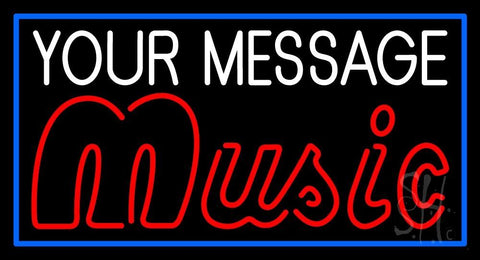 Custom Music Red Border Blue Neon Sign 20