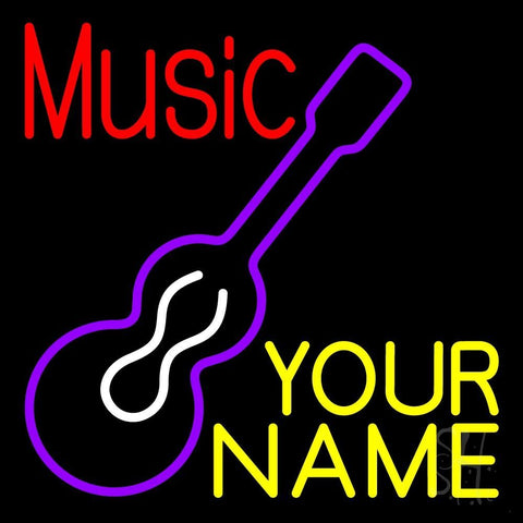 Custom Music Red Guitar Purple Neon Sign 24