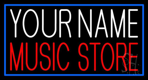 Custom Music Store Red Border Blue Neon Sign 20
