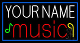 Custom Music With Notes Blue Border Neon Sign 20" Tall x 37" Wide x 3" Deep