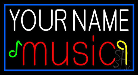 Custom Music With Notes Blue Border Neon Sign 20