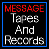Custom Records And Tapes Blue Border Neon Sign 24" Tall x 24" Wide x 3" Deep