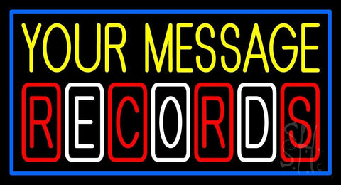 Custom Records Block Blue Border 2 Neon Sign 20