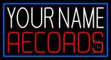 Custom Records Block Blue Border 3 Neon Sign 20" Tall x 37" Wide x 3" Deep
