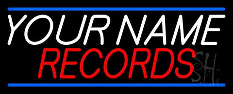 Custom Records Block Blue Line Neon Sign 13
