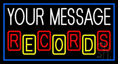 Custom Records Block Border Blue 2 Neon Sign 20