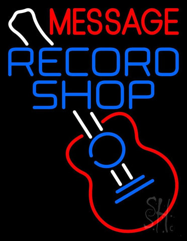 Custom Record Shop Blue With Logo Neon Sign 31