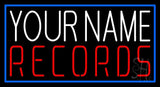 Custom Records In Red Blue Border Neon Sign 20" Tall x 37" Wide x 3" Deep