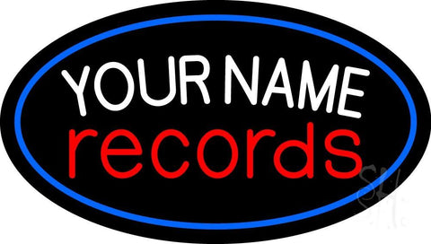 Custom Records Red Border Blue 1 Neon Sign 17