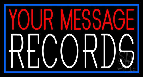 Custom Records White Border Blue Neon Sign 20