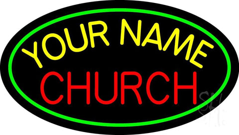 Custom Red Church Green Border Neon Sign 17