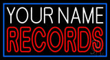 Custom Red Double Stroke Records Blue Border Neon Sign 20" Tall x 37" Wide x 3" Deep