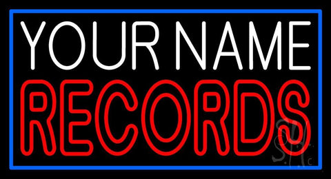 Custom Red Double Stroke Records Blue Border Neon Sign 20