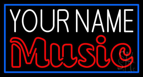 Custom Red Music Blue Border Neon Sign 20