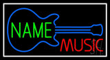 Custom Red Music Blue Guitar White Border Neon Sign 20" Tall x 37" Wide x 3" Deep