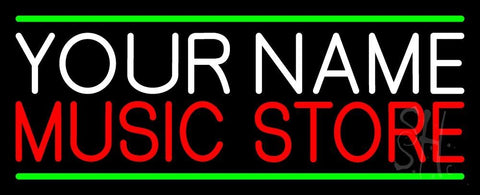 Custom Red Music Store Green Line Neon Sign 13
