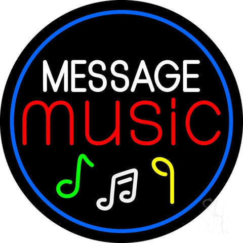 Custom Red Music With Notes Blue Border Neon Sign 26
