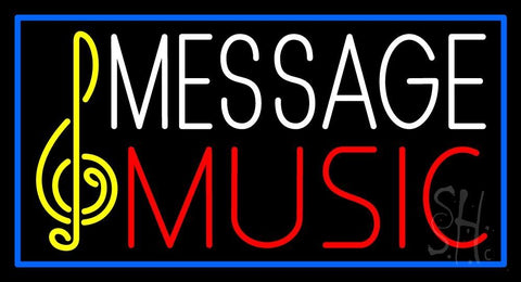 Custom Red Music With Yellow Logo And Blue Border Neon Sign 20