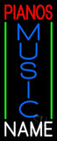 Custom Red Pianos Blue Music Green Line Neon Sign 32" Tall x 13" Wide x 3" Deep