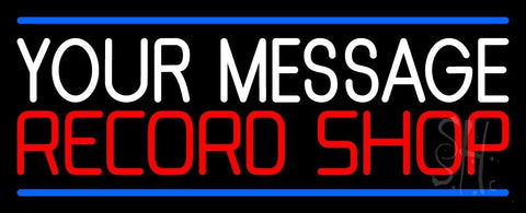 Custom Red Record Shop Blue Line Neon Sign 13