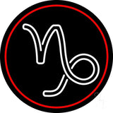 White Capricorn Logo Red Border Neon Sign 26" Tall x 26" Wide x 3" Deep