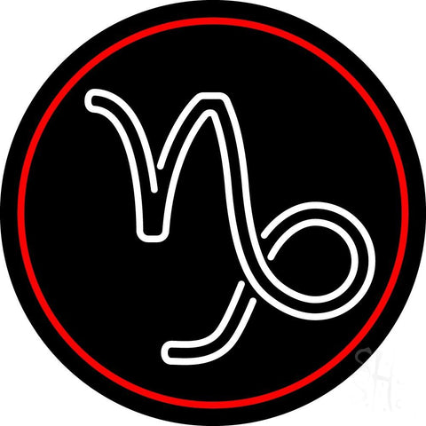 White Capricorn Logo Red Border Neon Sign 26
