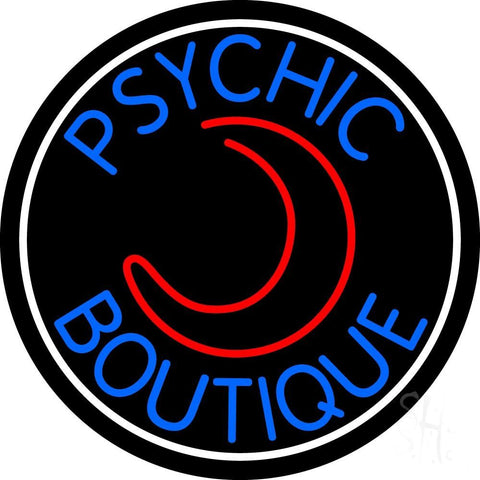 Blue Psychic Boutique White Border Neon Sign 26