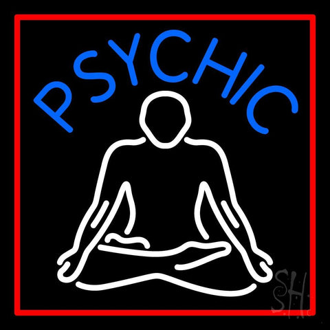 Blue Psychic Logo With Red Border Neon Sign 24