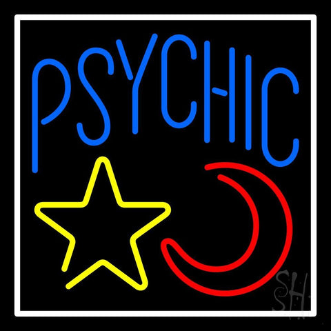 Blue Psychic With Moon And Star Neon Sign 24
