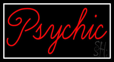 Cursive Red Psychic White Border Neon Sign 20