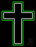 Green And White Christian Cross Neon Sign 31" Tall x 24" Wide x 3" Deep
