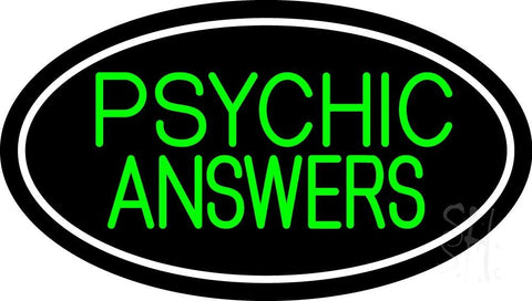 Green Psychic Answers White Border Neon Sign 17