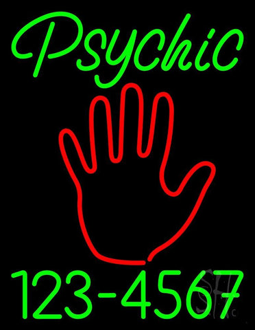 Green Psychic With Phone Number Neon Sign 31