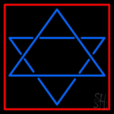 Judaism Star Of David Red Border Neon Sign 24