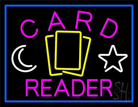 Pink Card Reader Blue Border Neon Sign 24