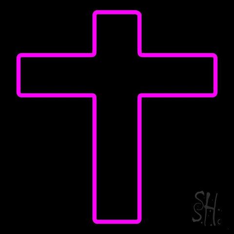 Pink Christian Cross Neon Sign 24