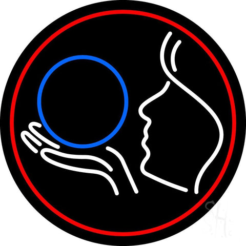Psychic Crystal Logo With Red Border Neon Sign 26