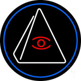 Psychic Eye Pyramid With Blue Border Neon Sign 26" Tall x 26" Wide x 3" Deep
