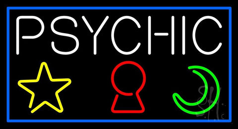 Psychic With Logo Blue Border Neon Sign 20