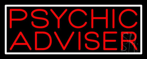 Red Psychic Advisor White Border Neon Sign 13