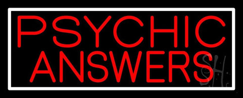 Red Psychic Answers With White Border Neon Sign 13