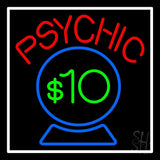 Red Psychic Blue Crystal Globe And White Border Neon Sign 24" Tall x 24" Wide x 3" Deep