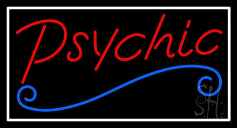 Red Psychic Blue Line White Border Neon Sign 20