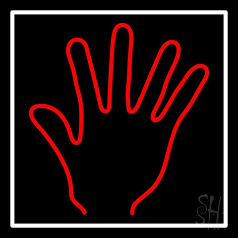 Red Psychic Palm With White Border Neon Sign 24